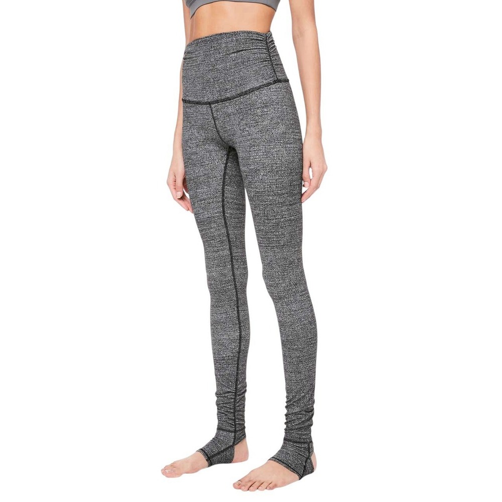 Lululemon Still Mind Tight Leggings Interlink Ice Grey Black Size 8